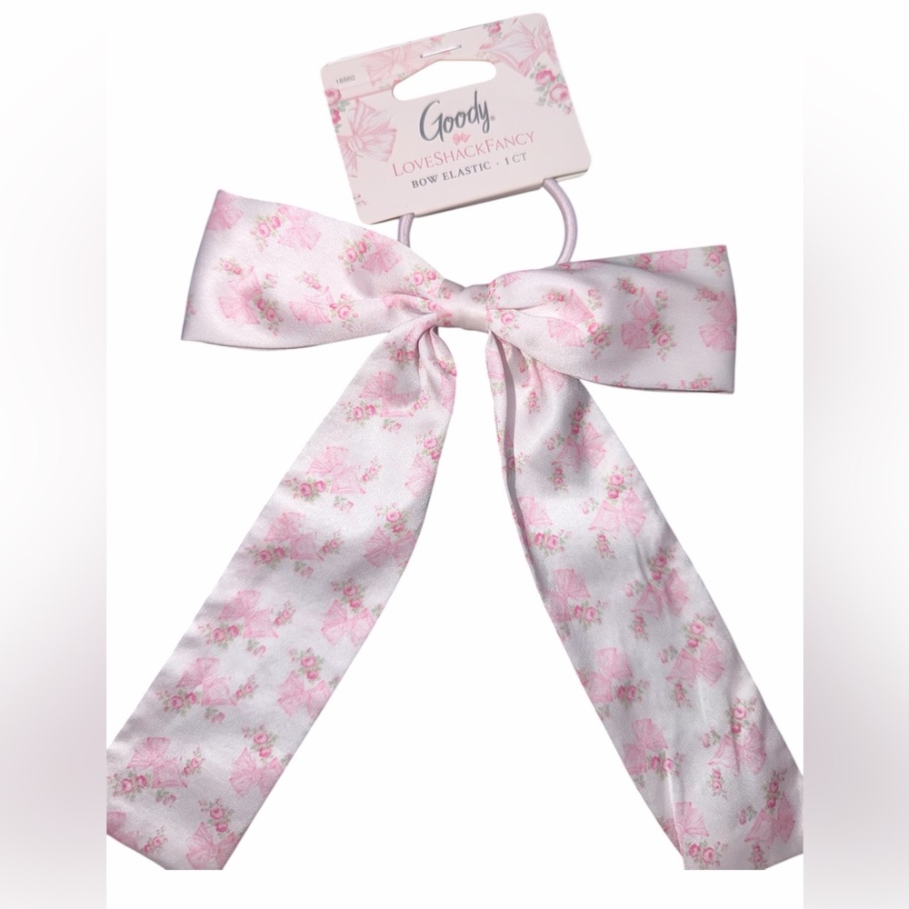 Goody LoveShackFancy Pink Floral Bow Hair Tie